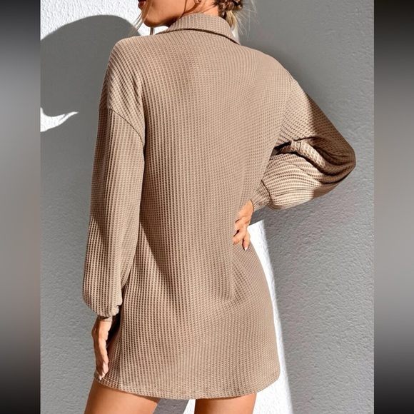 Shein Waffle Knit Patched Pocket Drop Shoulder Dress NWOT - Picture 2 of 6